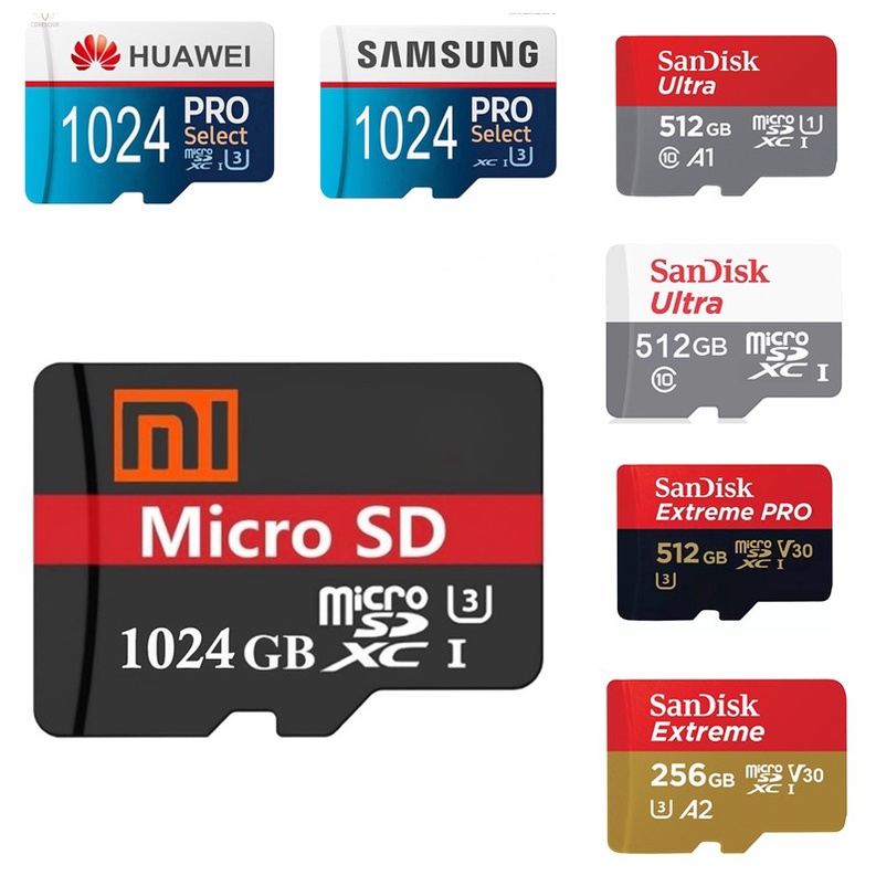 Thẻ nhớ TF tốc độ cao cho đầu đọc thẻ/máy ảnh/DV thể thao/điện thoại dung lượng 64/128/256/512GB/1TB tùy chọn