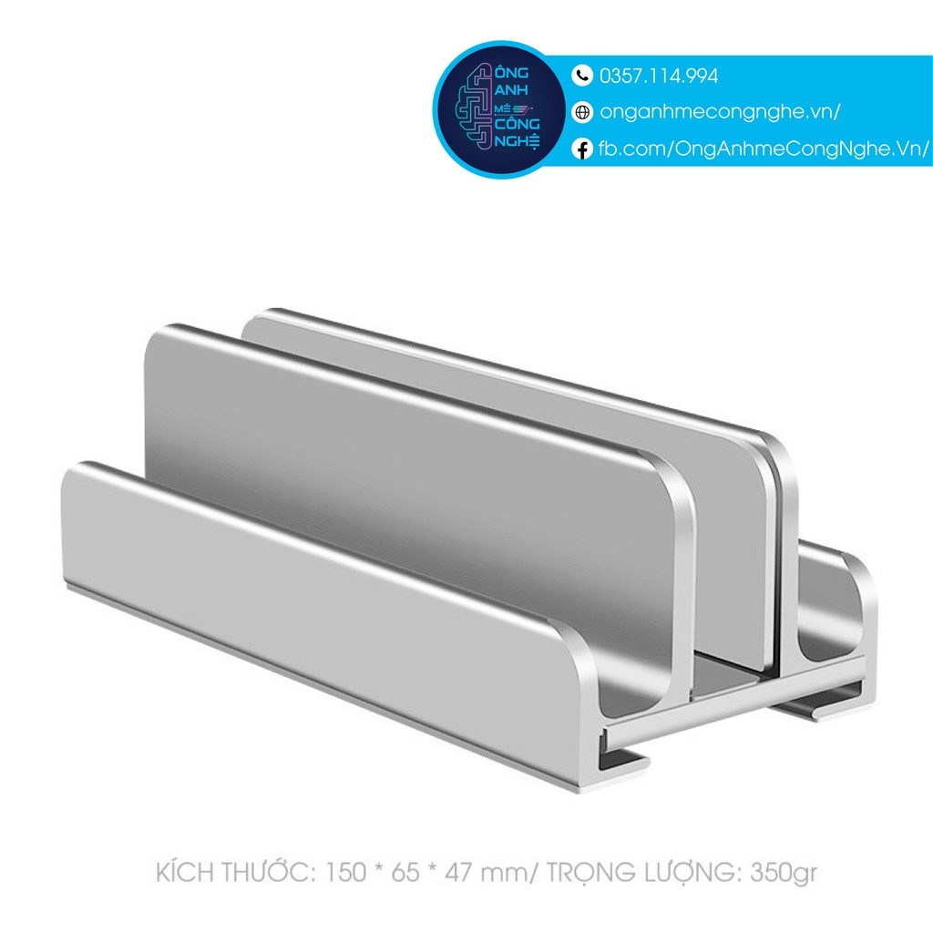 Giá đỡ kiêm đế dựng đứng Laptop/ Macbook/ máy tính bảng/ Điện thoại/ Ipad/ Surface bằng nhôm nguyên khối