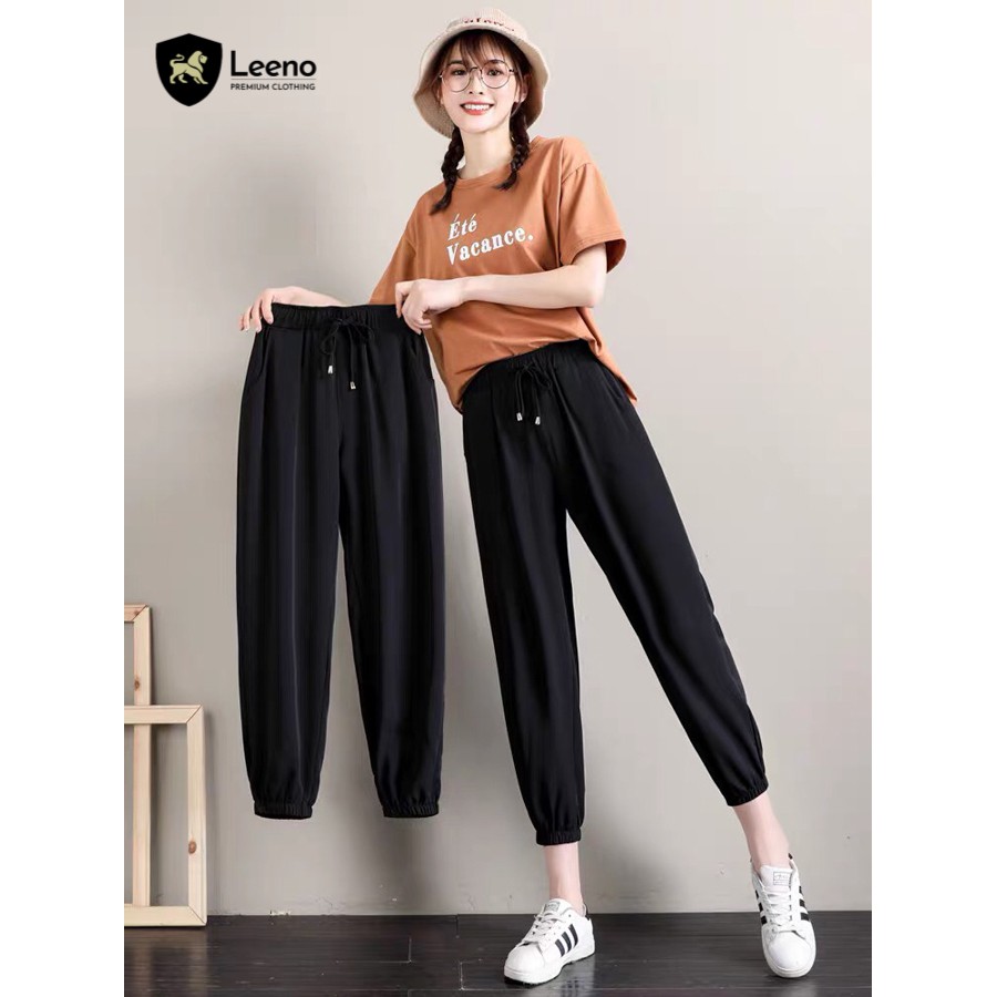 Quần Jogger nữ cạp chun bo gấu thể thao xuất dư LEENO | BigBuy360 - bigbuy360.vn