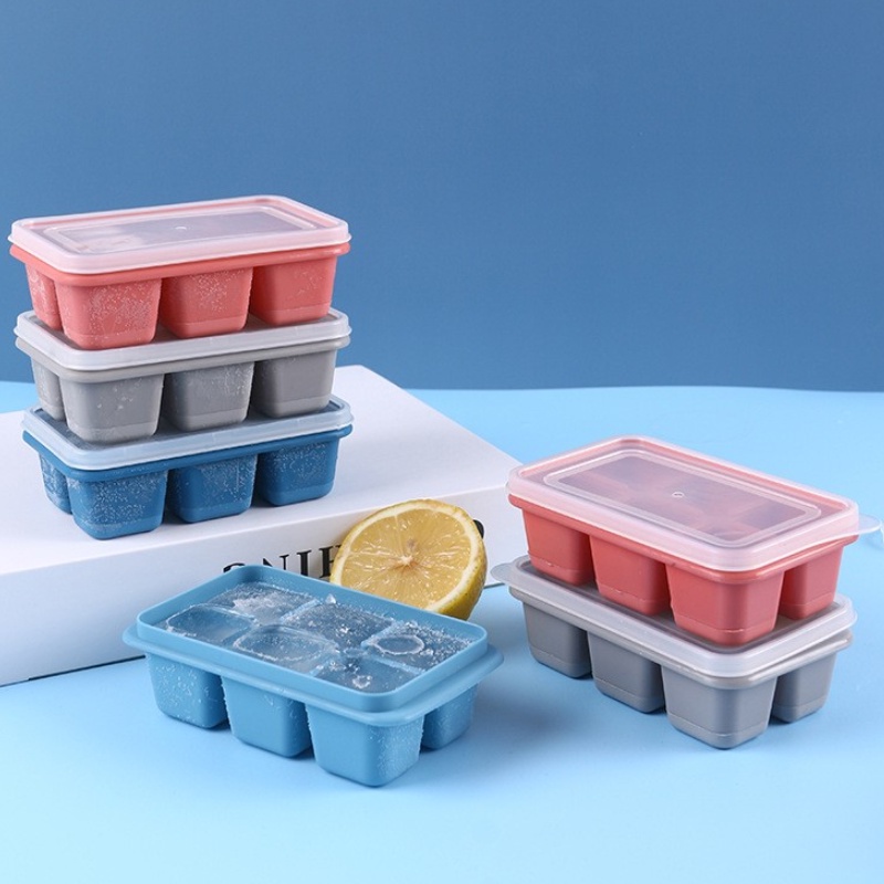 Khay làm đá viên silicon 6 ngăn có nắp đậy