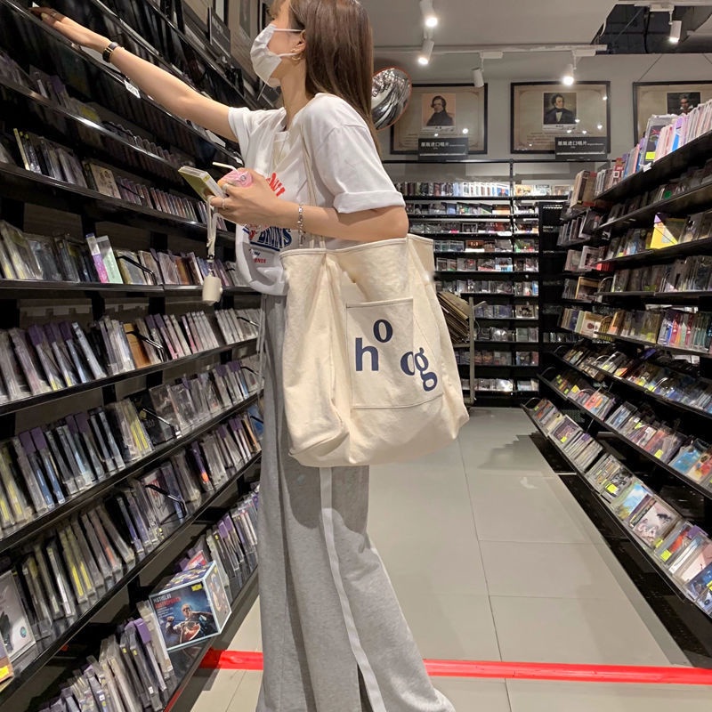 Túi Vải canvas Đeo Vai Sức Chứa Lớn Phong Cách Hàn Quốc Thời Trang Cho Nữ