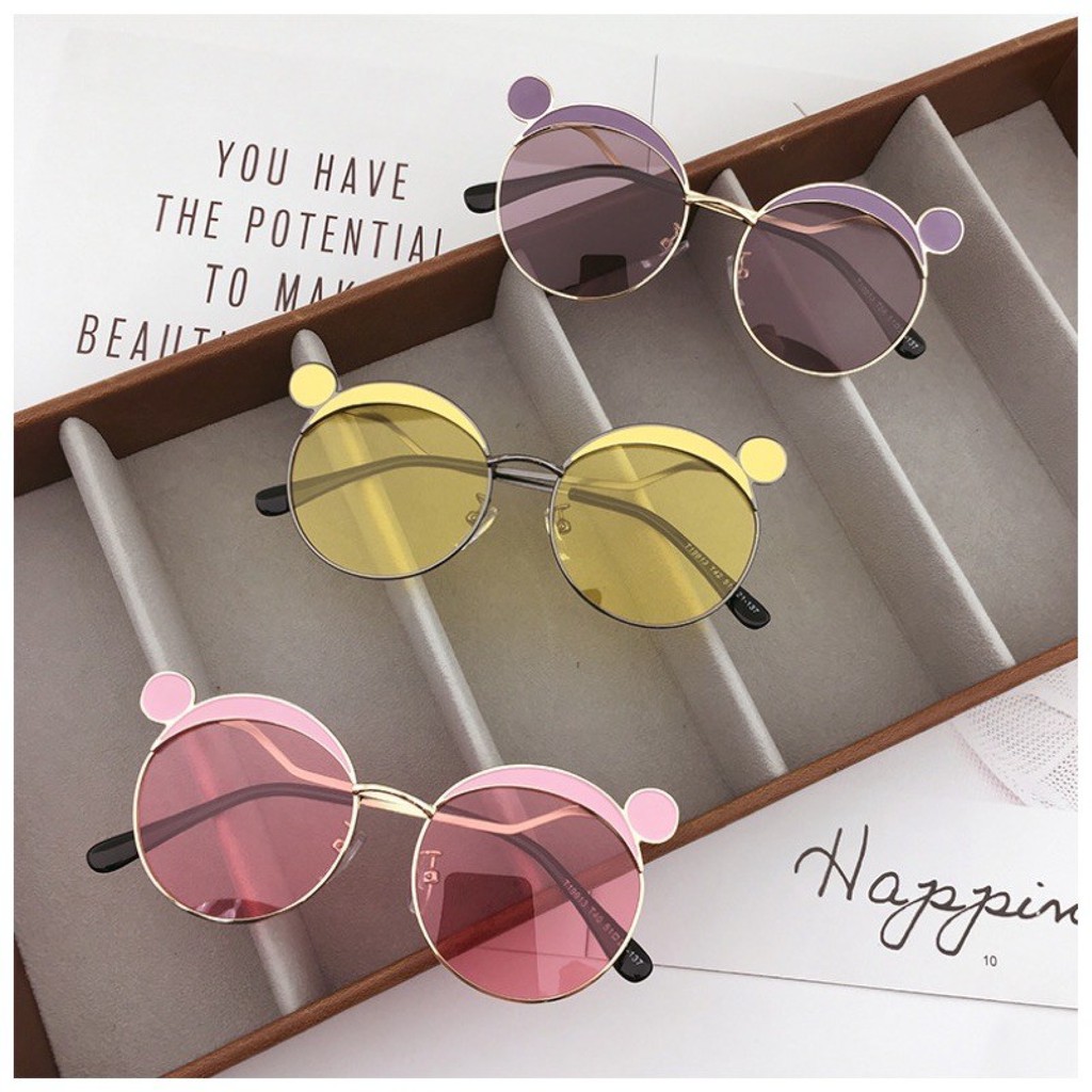 kính râm tai gấu gọng kim loại cho bé gái, kính mát đi biển cho bé | BigBuy360 - bigbuy360.vn