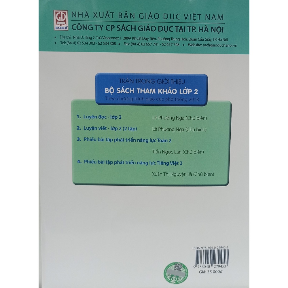 Sách - Phiếu bài tập phát triển năng lực Tiếng Việt lớp 2