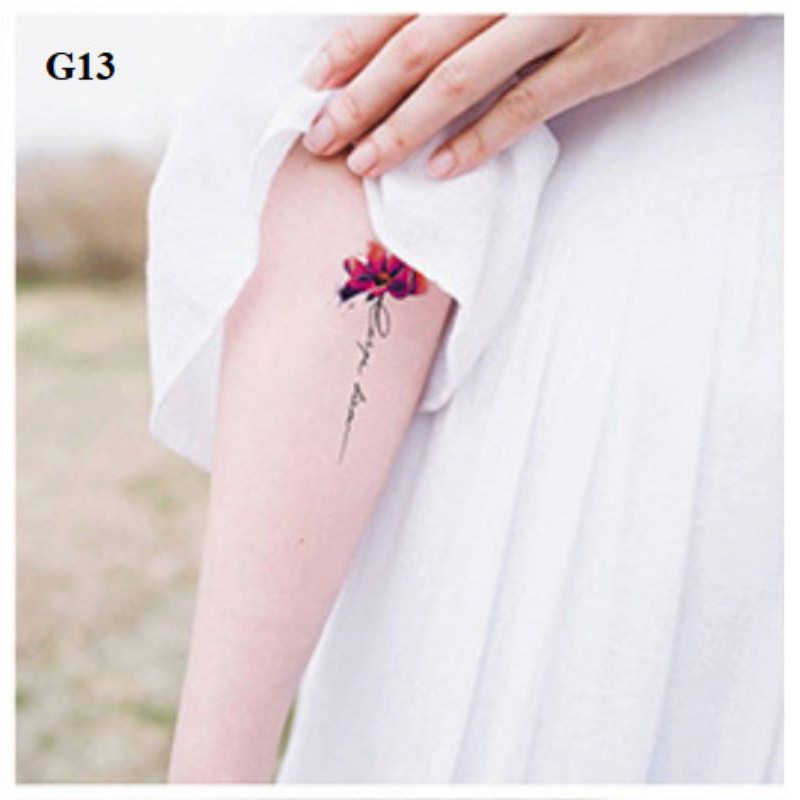 Hình xăm hoa chữ g13. Xăm dán tatoo mini tạm thời, size &lt;10x6cm