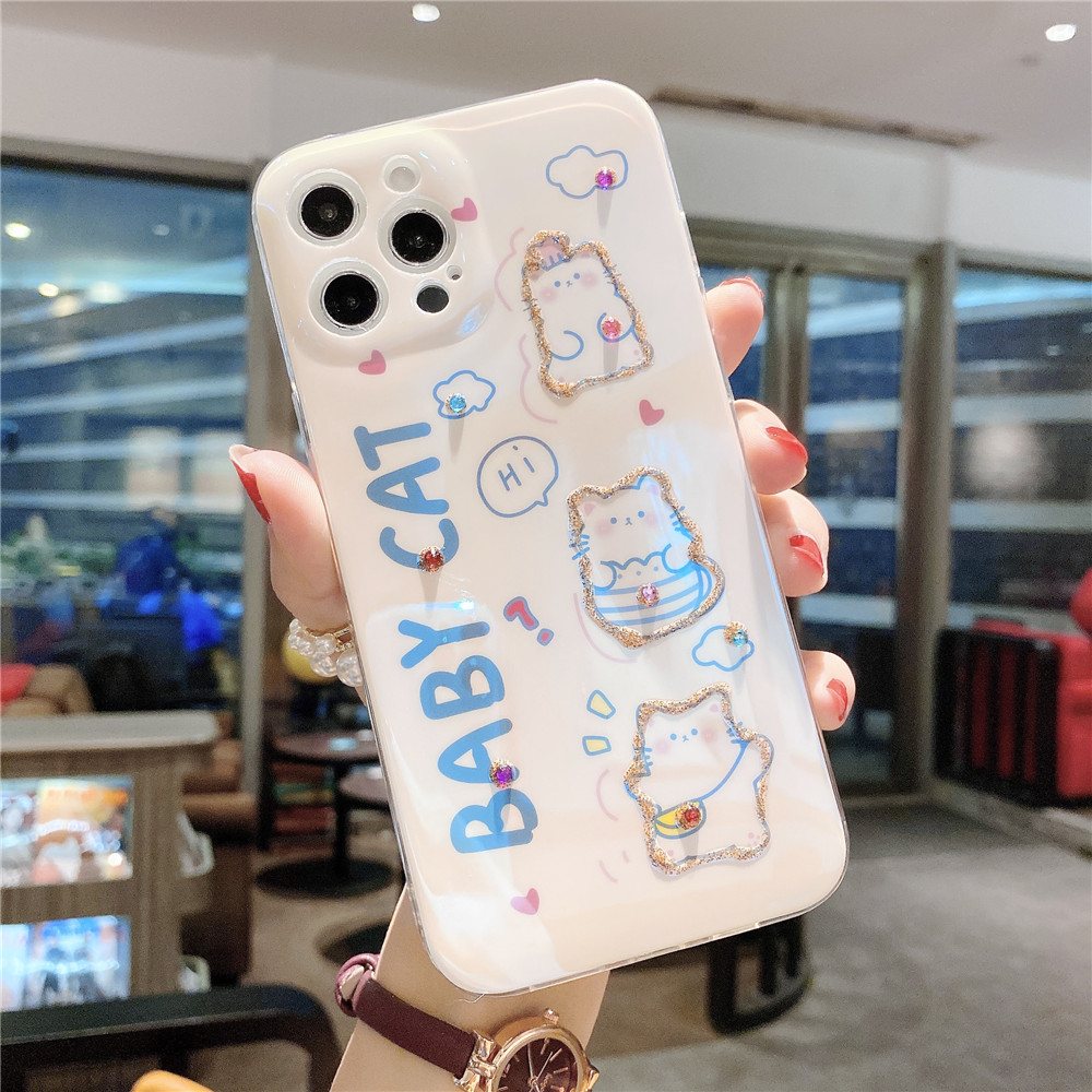 Samsung Galaxy S21 S20 FE S10 S9 Plus Note 20 Ultra 10 Pro 9 8 A72 A52 A32 A02S A12 A02 A50 A50S M02 Cute Cat's Anti-drop Mobile Phone Soft Case