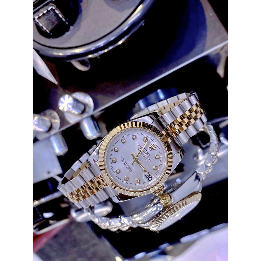 Đồng hồ nữ chính hãng, đồng hồ đeo tay nữ ROLEX full box, kính tráng Sapphire, viền xoàn cực kỳ cao cấp, sang trọng