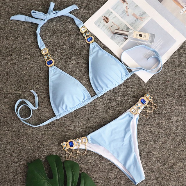Bikini tam giác đính đá siêu xinh (5 màu)