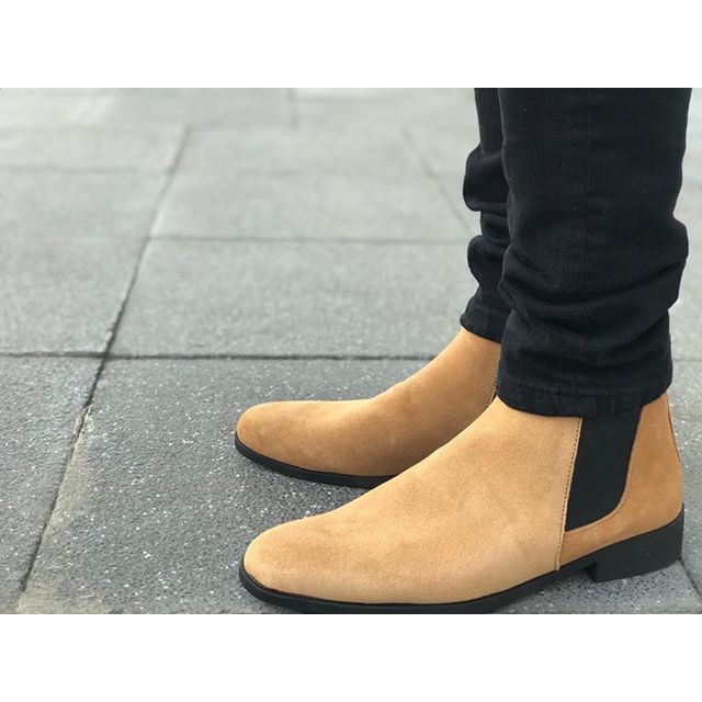 [ Cải tiến chun thẳng ] Chelsea Boot nam da lộn, giày bot nam