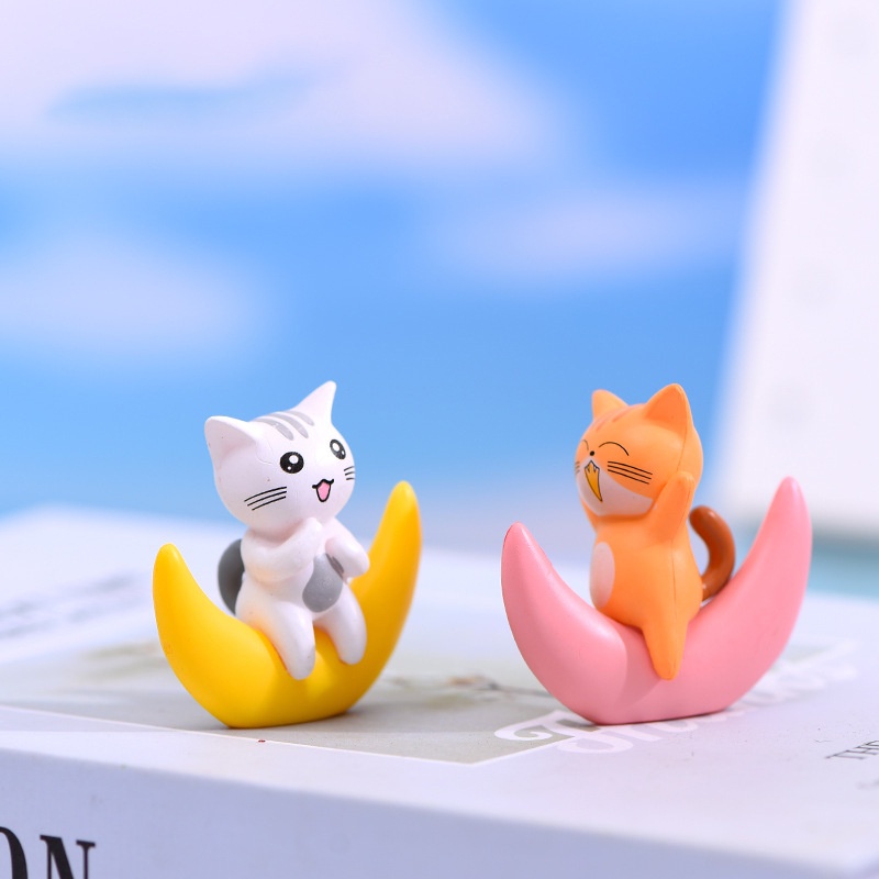 Dây Treo Trang Trí Bể Cá Hình Mèo Và Mặt Trăng Màu Bột Trắng