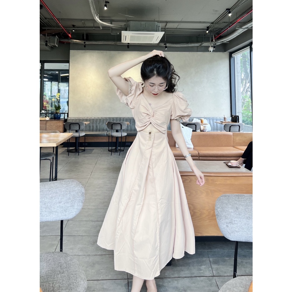 Váy kaki xoắn ngực