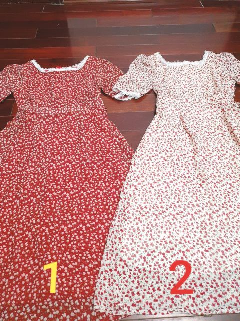 Váy vintage hoa nhí cổ vuông phối ren dáng xòe nhẹ hàn quốc chun eo - 502 | BigBuy360 - bigbuy360.vn