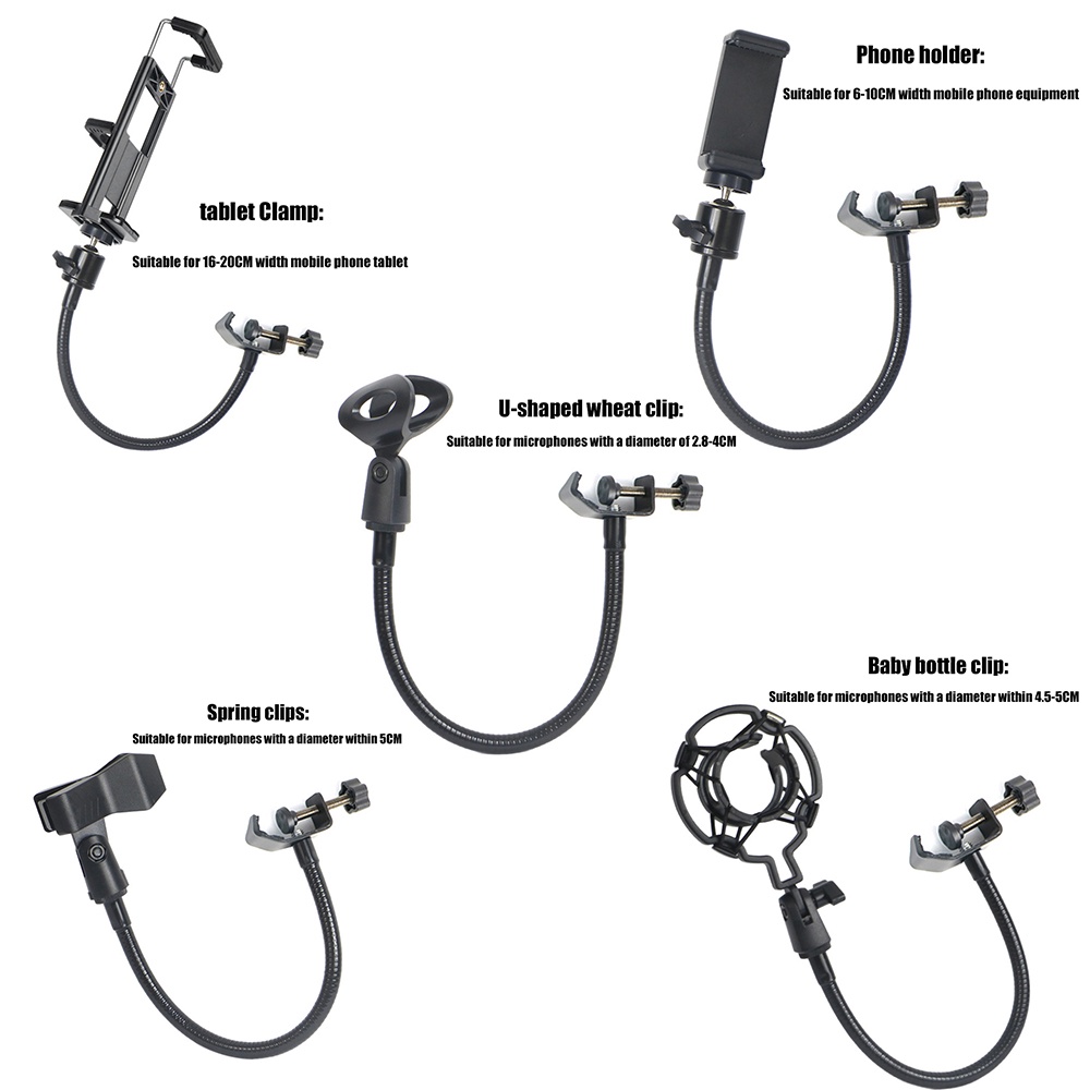 Cổ Ngỗng Dẻo 360° Giá Đỡ Micro Tùy Chỉnh Kèm Kẹp Tiện Dụng Cho Máy Tính Bảng/ Điện Thoại