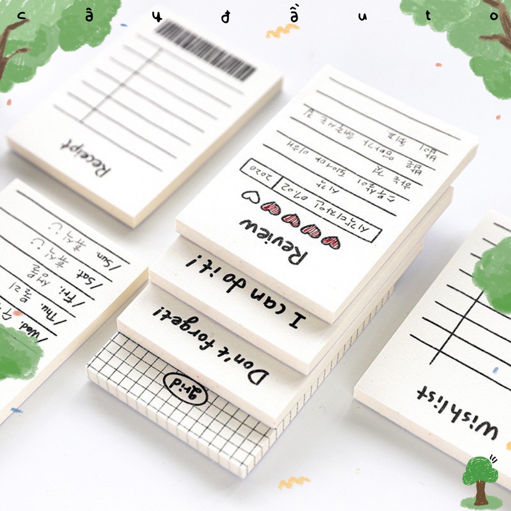 Bộ 50 Giấy Ghi Chú Học Tập Hàng Ngày To Do List Note Cây Đầu To
