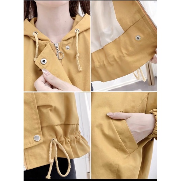 áo khoác kaki nữ 2 lớp rút lai