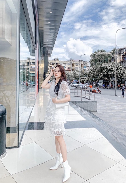 Váy ren tơ hoa 3 tầng 20019