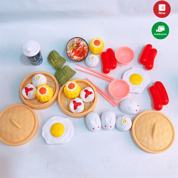 [HOT - NHỰA TỐT] Hộp đồ chơi nấu ăn Dimsum bánh bao, trứng, há cảo, .. 30 chi tiết đẹp M101-B6
