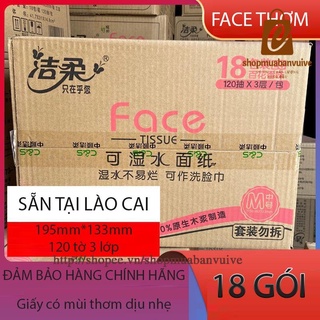 Giấy ăn face hồng thơm thùng 18 gói 120 tờ 3 lớp