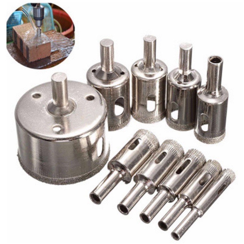 10pc Diamond Hole Saw Drill Bit masonry drilling 6-30mm Holesaw Tile Ceramic Glass Marble Drilling Bits Hole Opener Cutter