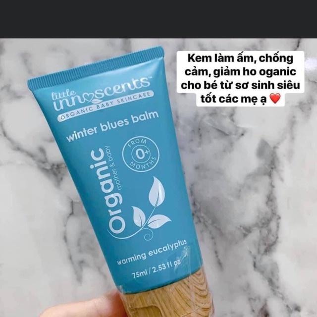Dầu bôi ấm ngực phòng ngừa cảm cúm,giảm ho,nghẹt mũi từ Khuynh Diệp Little Innoscents winter blue balm Úc -Riobaby