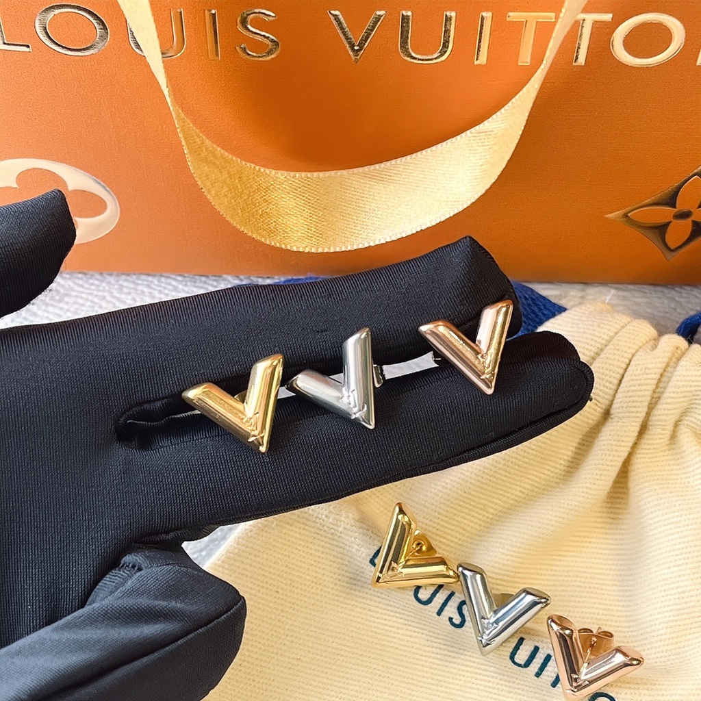 LOUIS VUITTON Bông Tai LV Bằng Thép Titan Thời Trang Cho Nữ