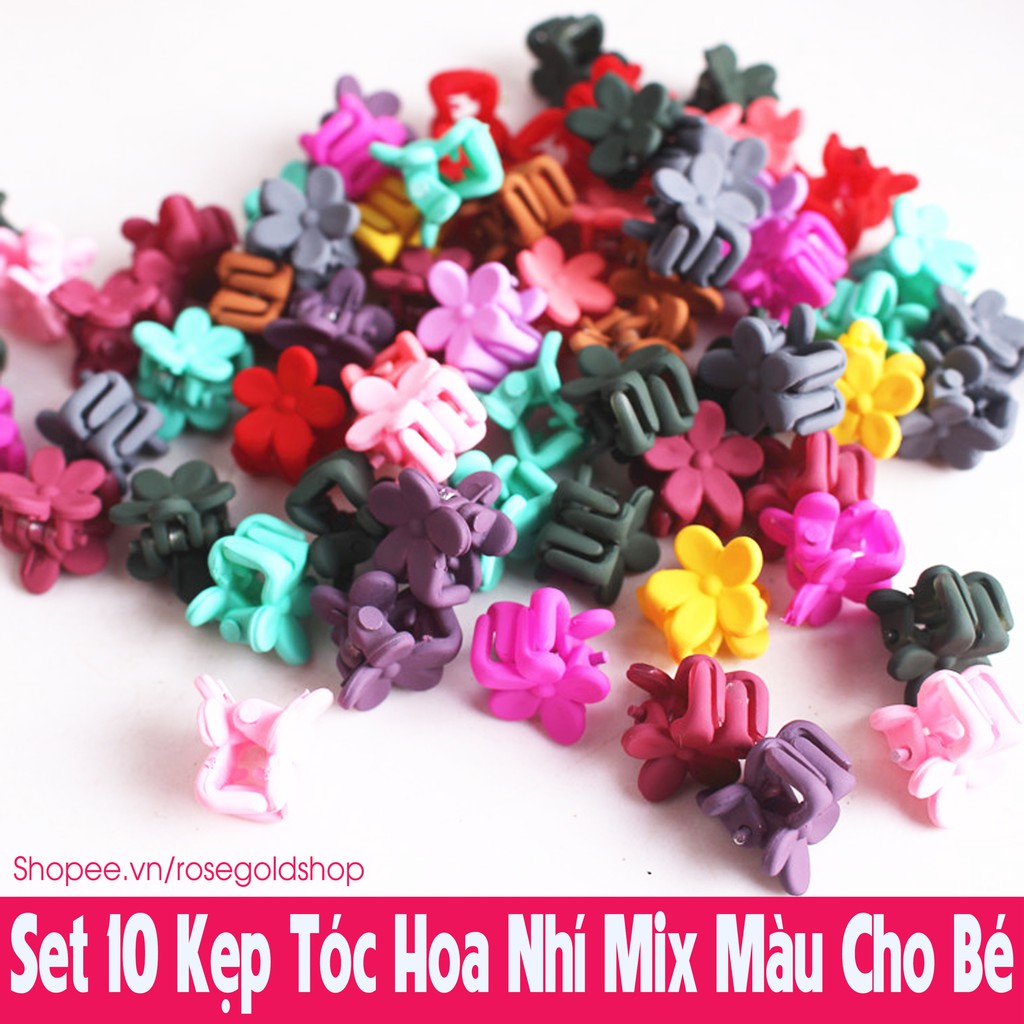 Set 10 Kep Tóc Hoa Nhí Mix Màu Siêu Xinh Cho Bé Siêu Xinh