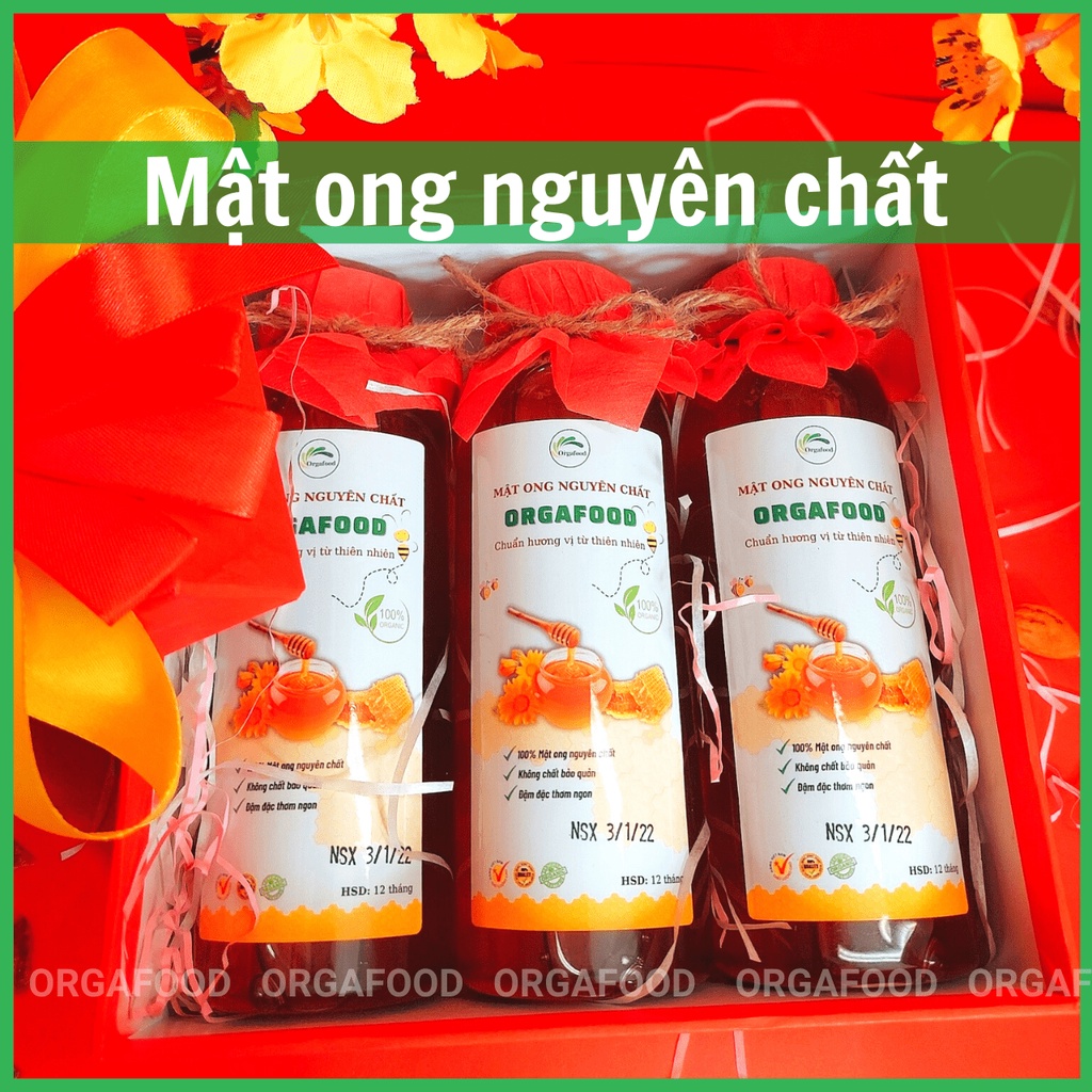 Mật ong nguyên chất 1 lít Orgafood - Cam kết đổi trả nếu không hài lòng
