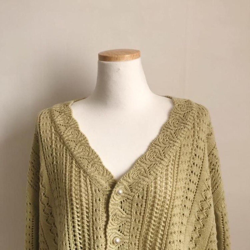 Áo Khoác Cardigan Len Ren Cúc Ngọc Vintage