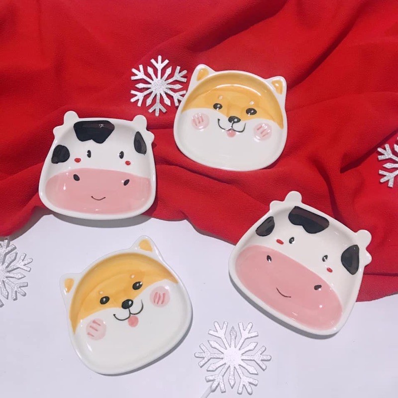 Đĩa sứ hình con vật dễ thương cho bé ăn dặm - Bát chén sứ