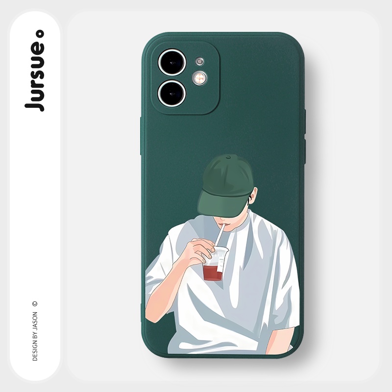 Ốp lưng JURSUE hoạt hình cặp đôi dễ thương đẹp cho iPhone 13 12 11 Pro Max SE 2020 X XR XS 8 7 ip 6S 6 Plus Y2097