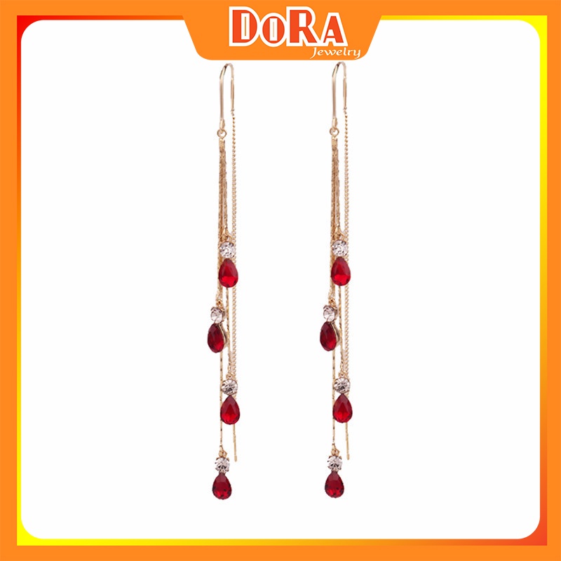 Bông tai kiểu tua rua kiểu dáng đính đá phong cách dễ thương HD835 thích hợp đi học BSTKD -