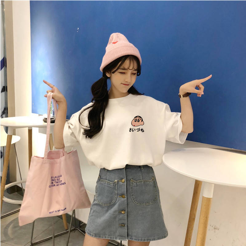 NRVP Áo thun tay ngắn dáng rộng kiểu Hàn Quốc thời trang mùa hè 2021 cho học sinh