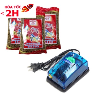 Combo Máy sục khí bể cá Rs248a và 3 gói thức ăn KaoKui cho cá túi 100gr/gói