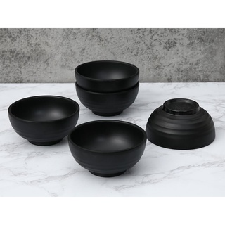 Chén bát cơm nhựa melamine màu đen nhám