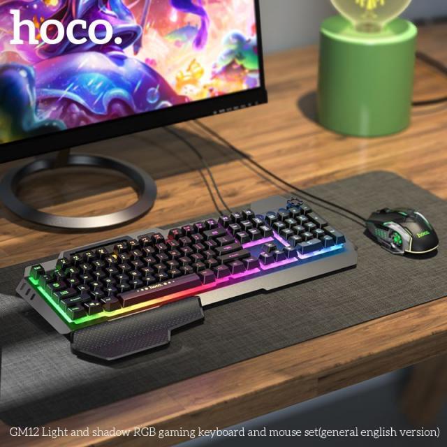 Combo bàn phím chuột Gaming Hoco GM12 Chơi Game Có Dây - Có Đèn Nền LED RGB Tùy Chỉnh Chế Độ Đèn - BẢO HÀNH CHÍNH HÃNG