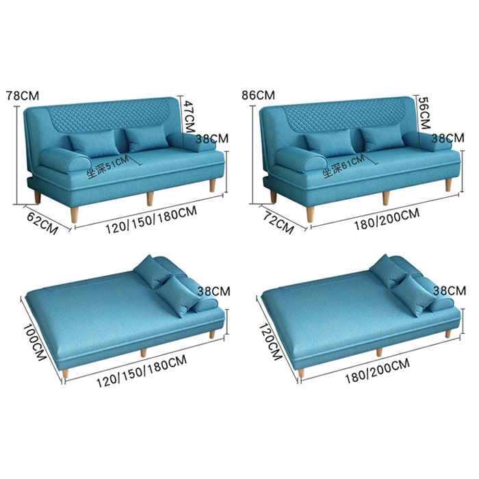 Sofa Giường Sang Trọng Thông Minh, Giường Gấp Thông Minh  Loại 1m2 Giúp Tiết Kiệm Không Gian