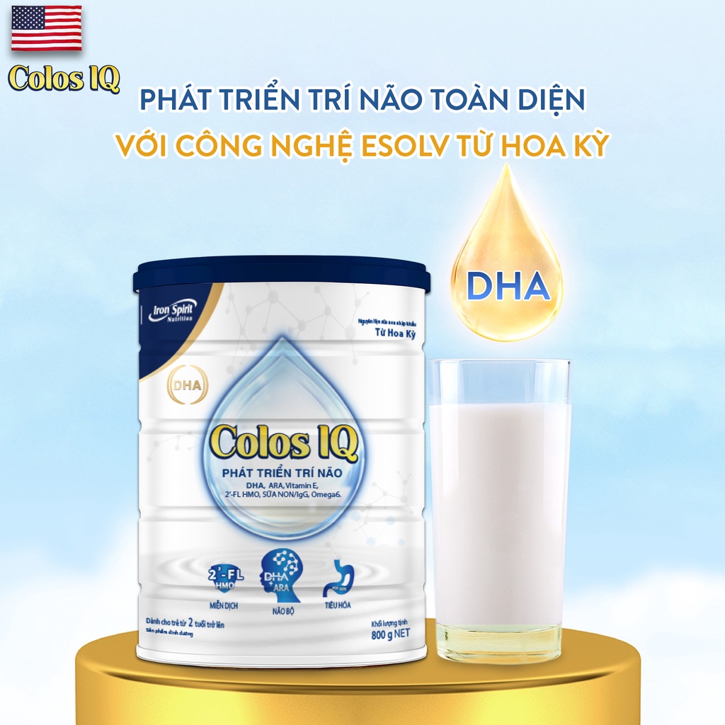 Sữa Bột COLOS IQ chính hãng lon sắt 800Gr giúp hỗ trợ phát triển trí não, cải thiện hệ miễn dịch và hệ tiêu hóa cho bé