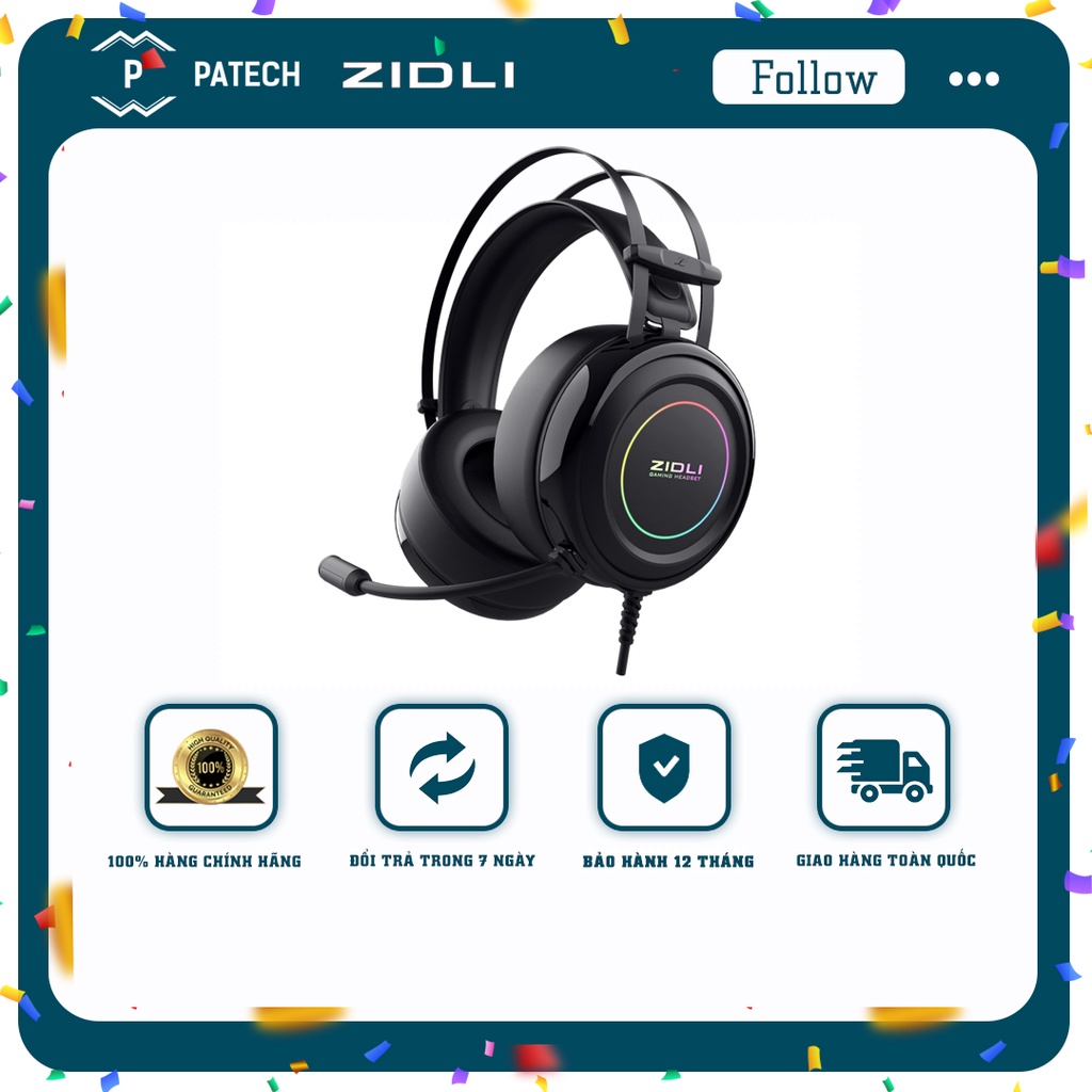 Tai nghe Gaming Zidli ZH-7RB ( 7.1 USB, LED) - Box - ZCORE - hÀNG CHÍNH HÃNG