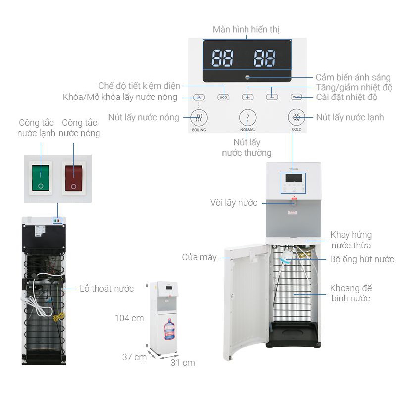 Cây nước nóng lạnh Toshiba RWF-W1830BV(W)