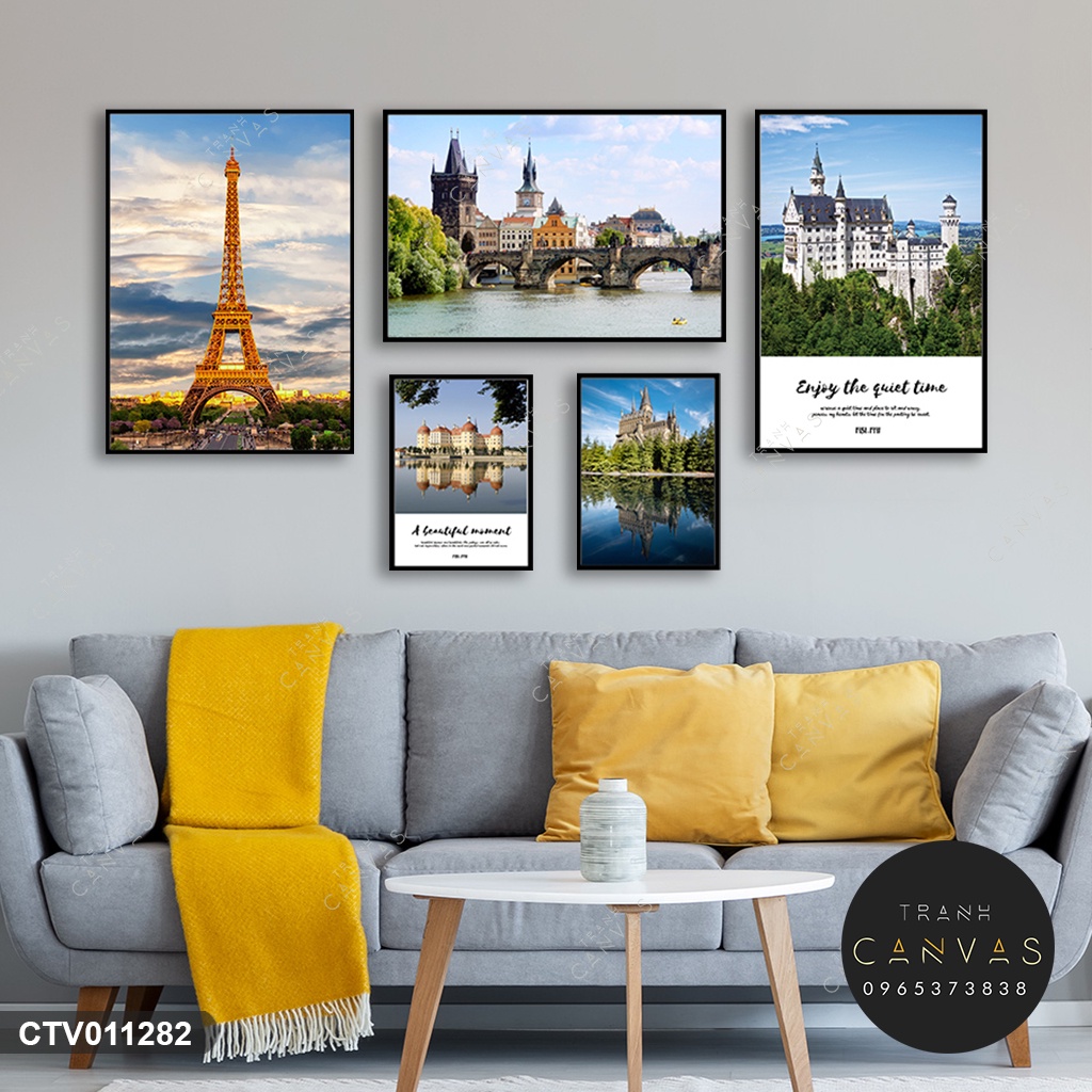 Tranh bộ canvas 5 tấm treo tường phong cách hiện đại- Tranh treo phòng khách