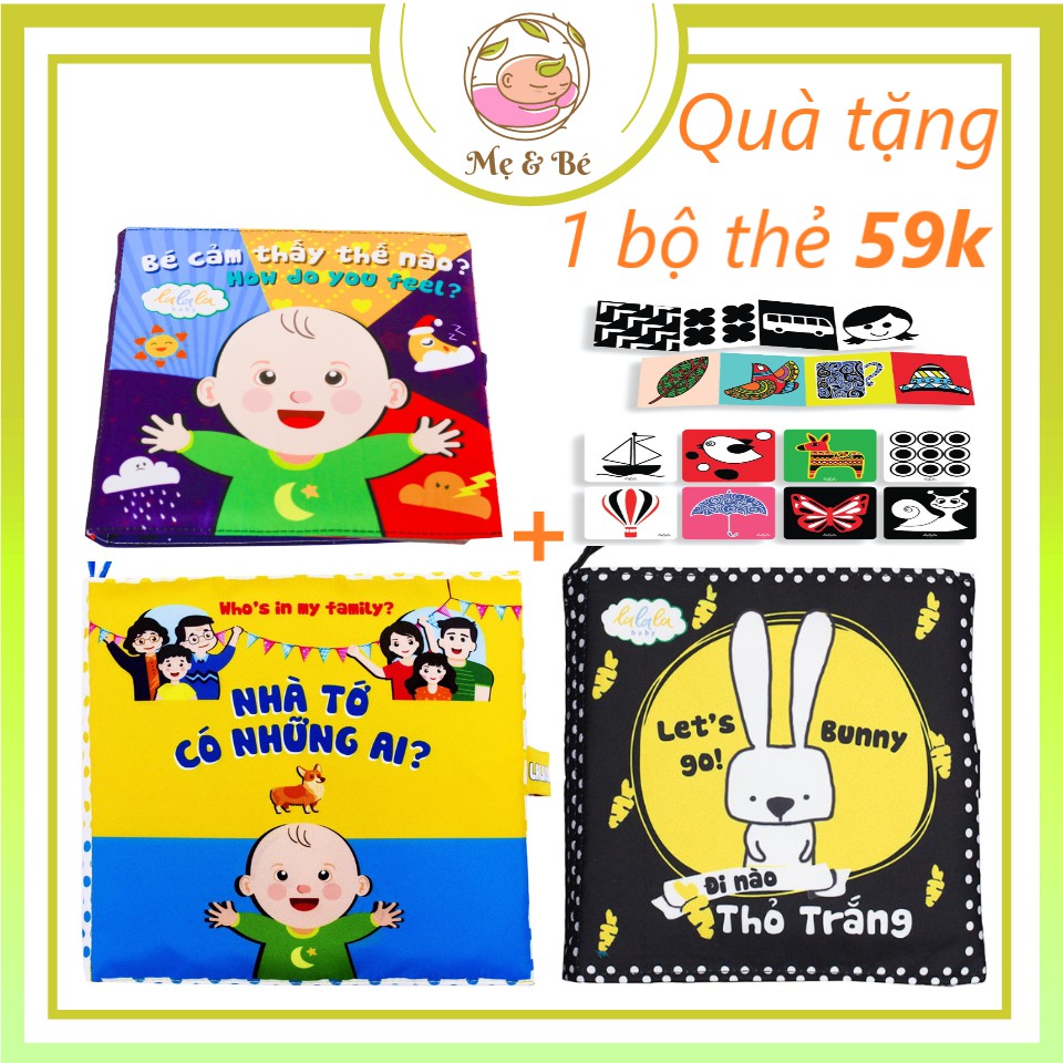 Combo 2 cuốn Sách vải song ngữ Lalala baby hay nhất dành cho bé  Đi nào thỏ trắng và Nhà tớ có những ai (lẻ tùy chọn)