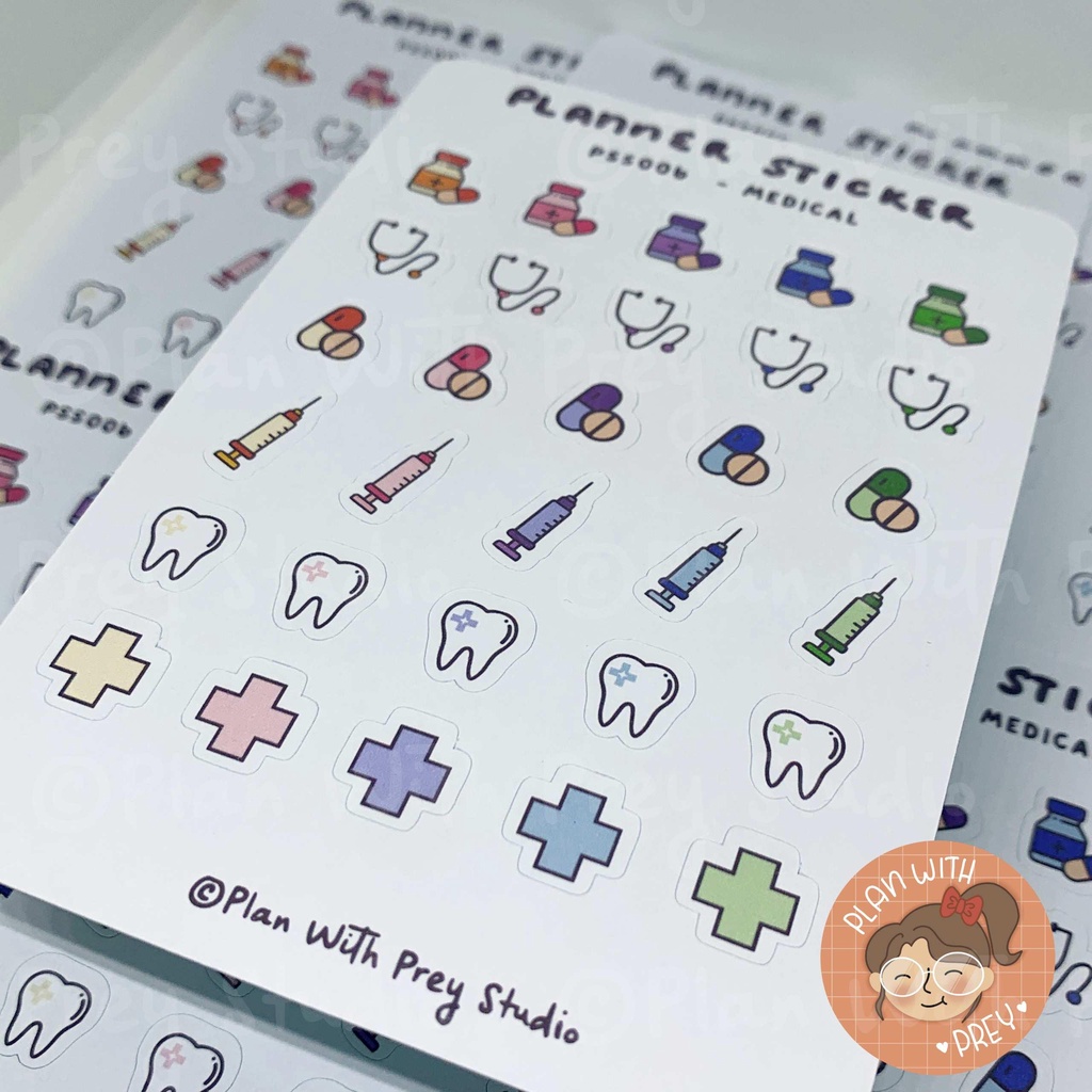 Sticker đánh dấu lịch uống thuốc, khám bệnh | Medical Sticker Planner | Designed by Plan with Prey Studio