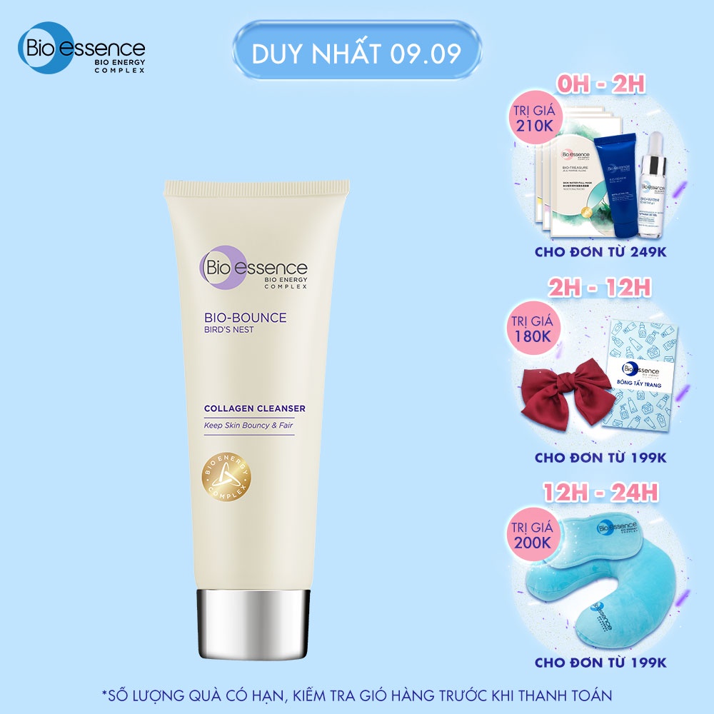 Sữa rửa mặt dưỡng da tươi sáng và căng mọng Bio-essence Bio-Bird's Nest Collagen Cleanser 100g