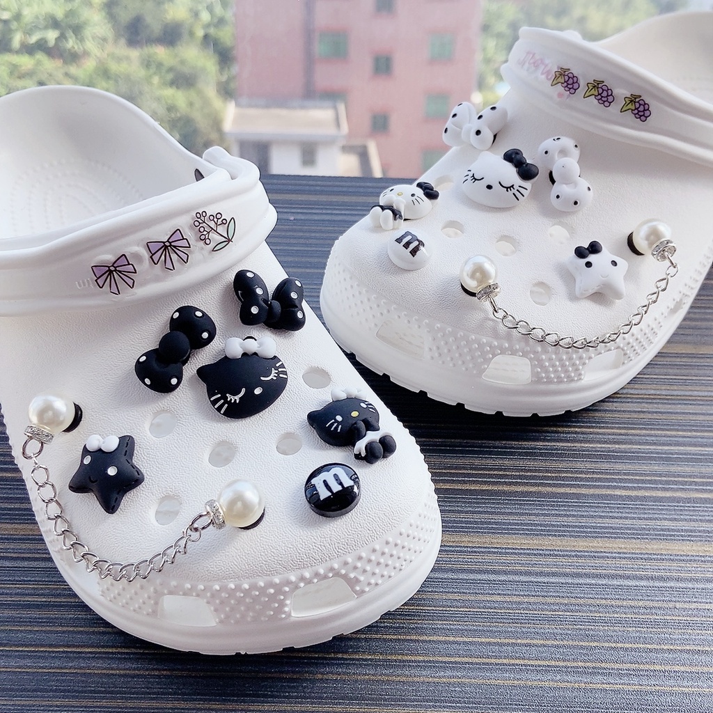 Bộ 14 Phụ Kiện Hình Hello Kitty Đính Đá Trang Trí Giày Dép
