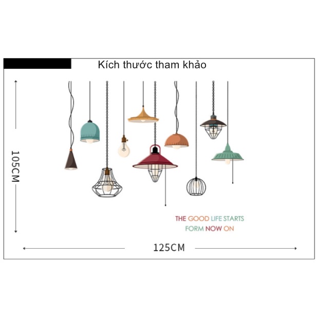 Decal trang trí tường - Đèn cao cấp nhiều màu sắc