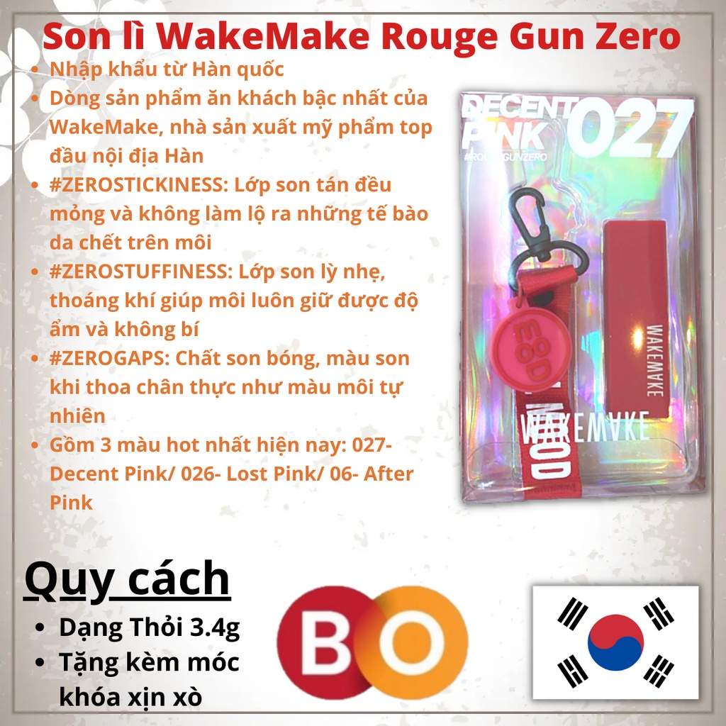 Son lì WakeMake RougeGunZero  Kèm Móc Khóa