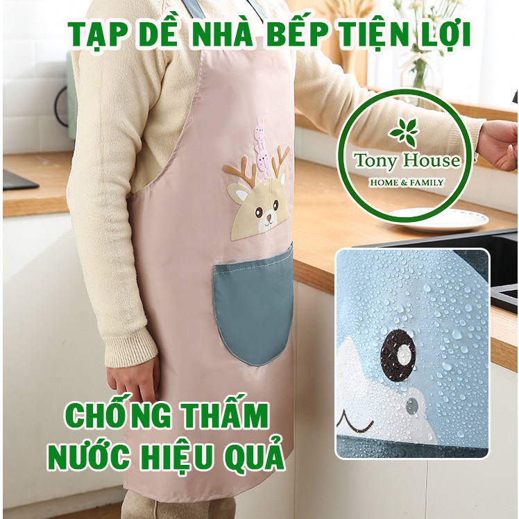 Tạp Dề Chống nước Tonyhouse Tạp Dề Có Túi Đựng, Khăn Lau Tay Chống Bám Bẩn Hiệu Quả