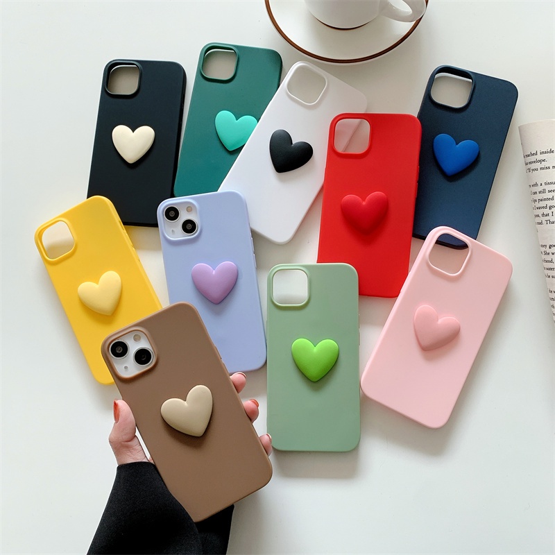 Ốp điện thoại TPU mềm mặt nhám màu kẹo hình trái tim đơn giản cho Xiaomi Redmi Note 11 10 11T Pro Poco M3 M4 Pro 5G