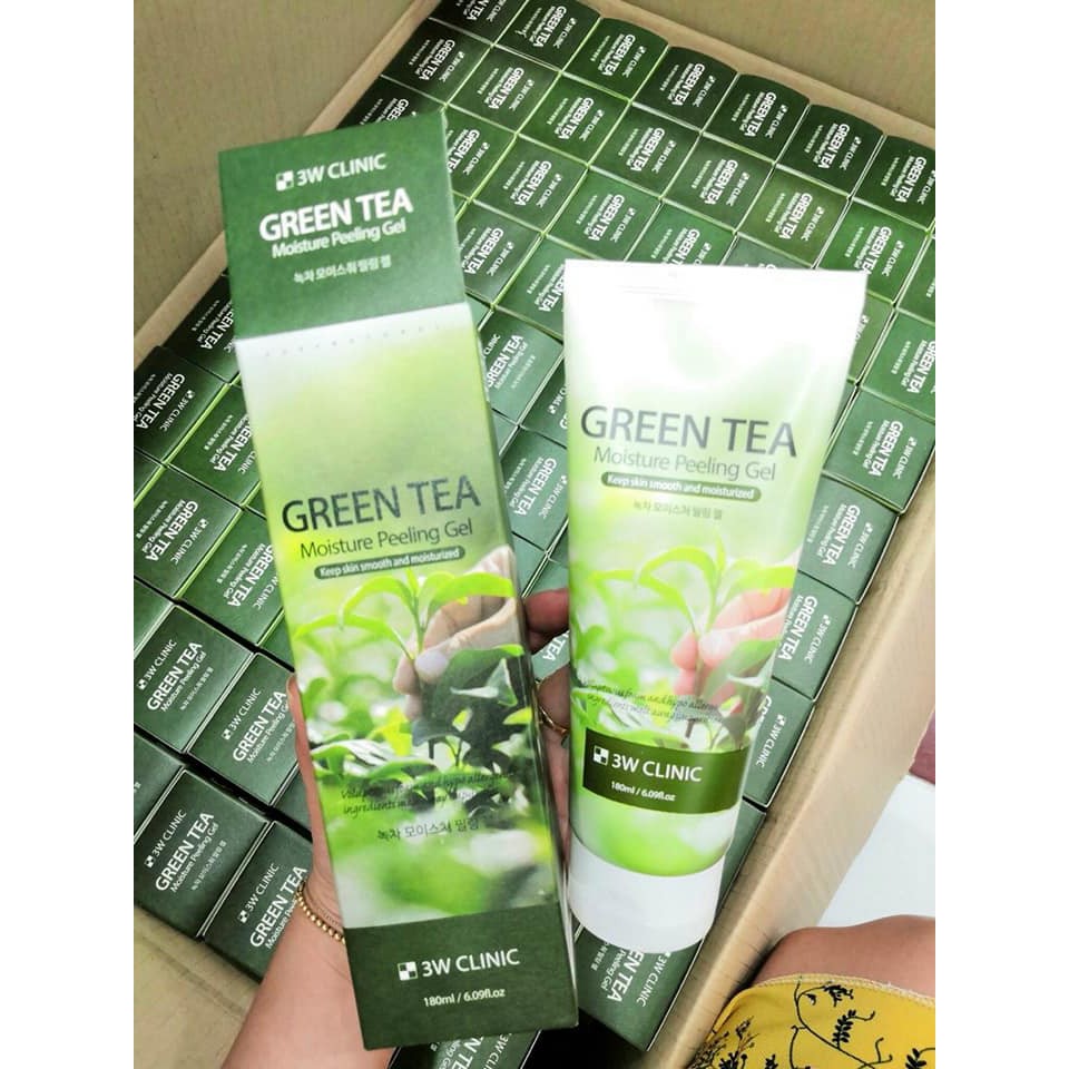 Gel Tẩy tế bào chết cho da mặt trà xanh 3w Clinic Green  Tea Moisture Peeling Gel 180ml
