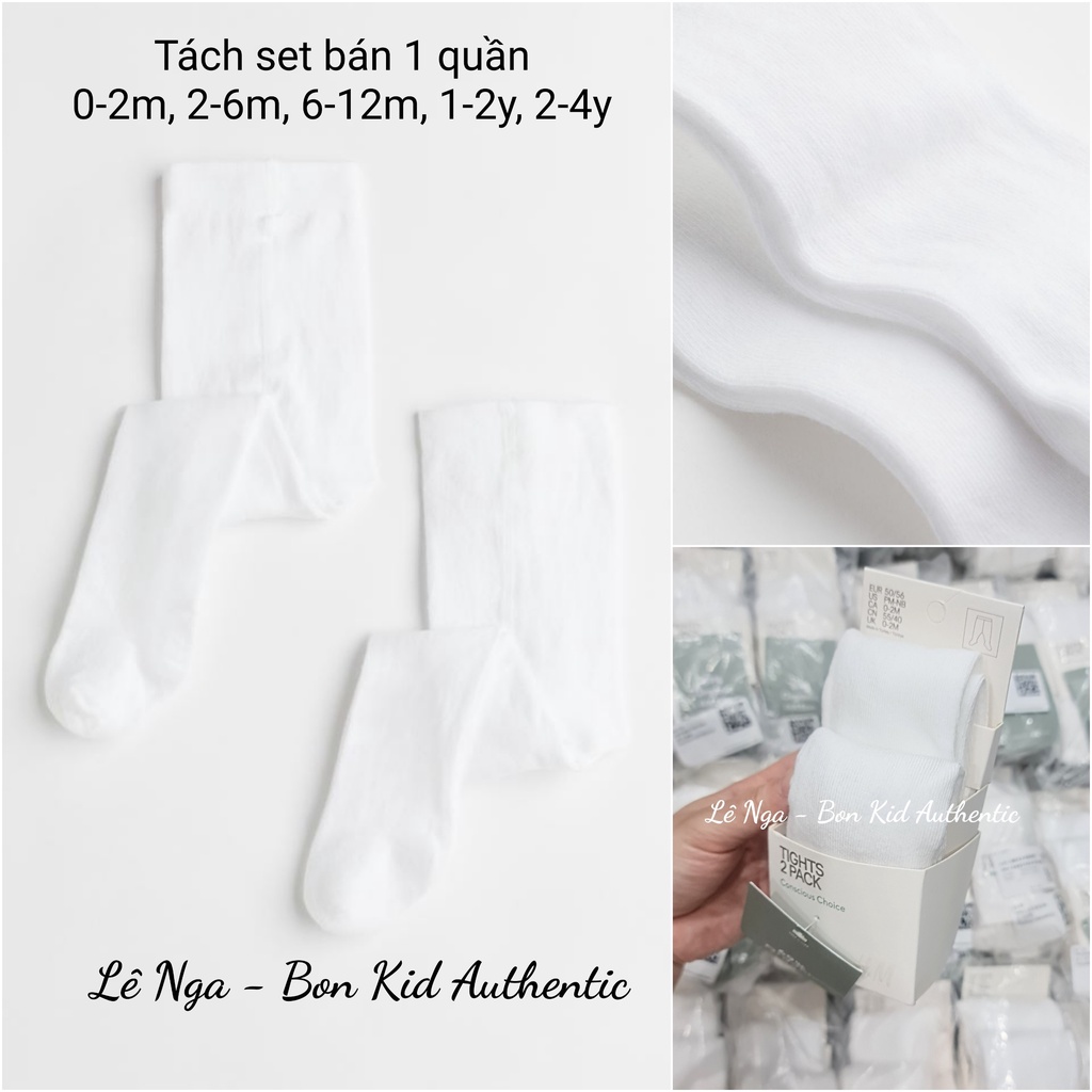 [Tách bán lẻ 1] Quần tất trắng săn sale HM UK/JP sz 0-2m, 2-6m, 6-12m, 1-2y, 2-4y