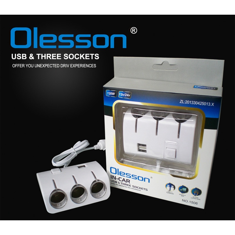 Bộ Chia Tẩu Sạc Ô Tô 3 Cổng Olesson Tẩu Chia Sạc 2 Cổng Usb Sạc Điện Thoại Ô Tô Trangdiemxe 3 By-281